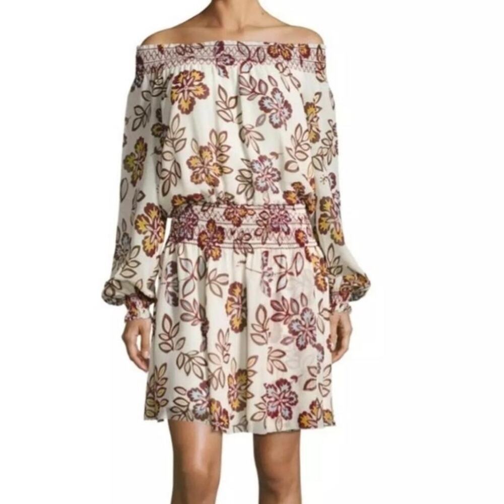 Tory Burch Womens Dress Size 2 Cream Hopewell Indie Off the Shoulder Floral